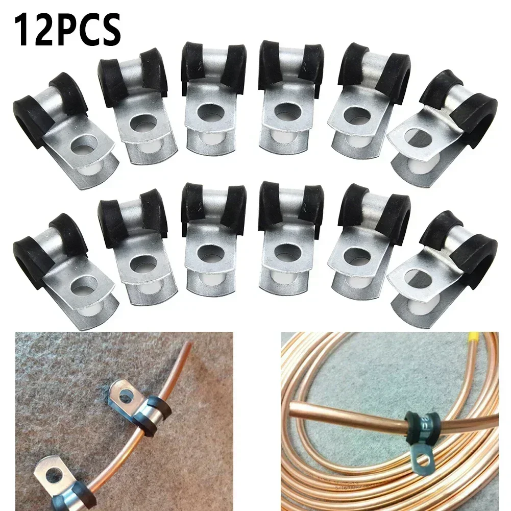 Plastic Pipe Clip - 12x Fascette a P in Metallo